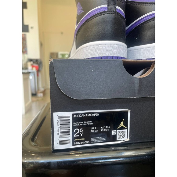Jordan 1 Mid Dark Iris SZ 2.5 - Picture 8 of 9